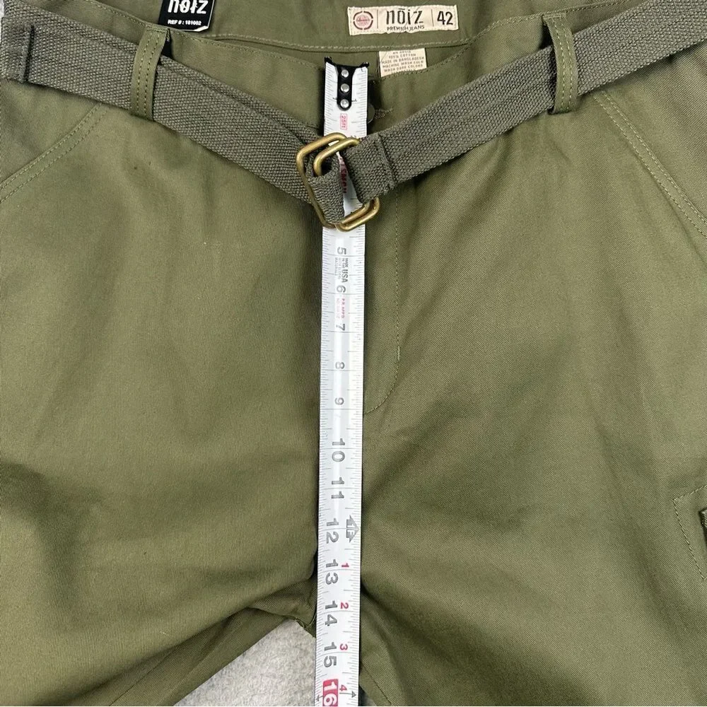 Noiz Cargo Shorts Mens 42 Green Baggy Grunge Belted KP420M 90s Casual 40x12* NEW